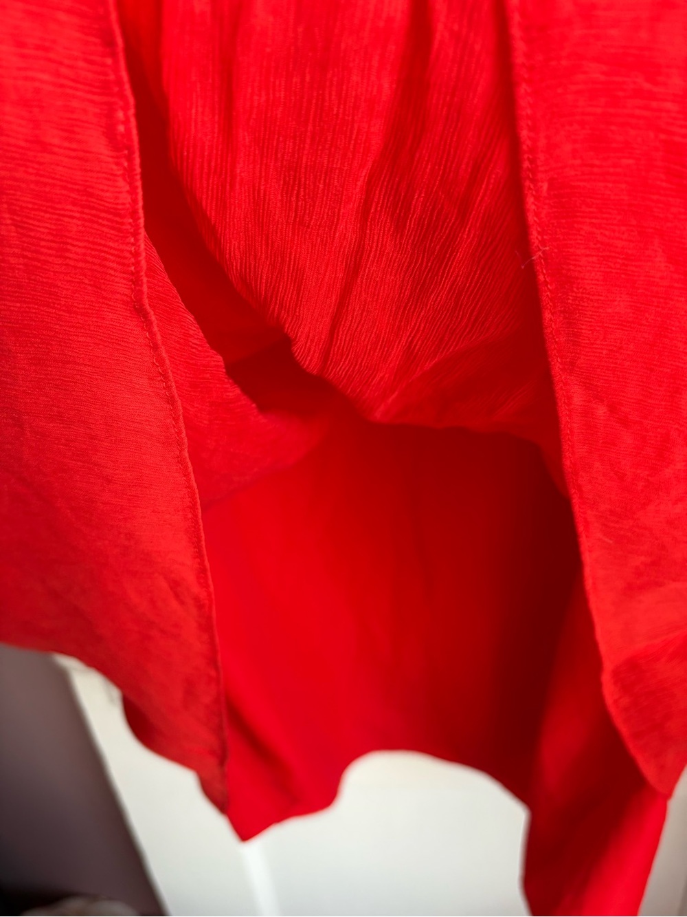 J.Crew Louisa Dress 100% Silk Chiffon Red Pleated V-Neck Midi Size 14 - Picture 4 of 6